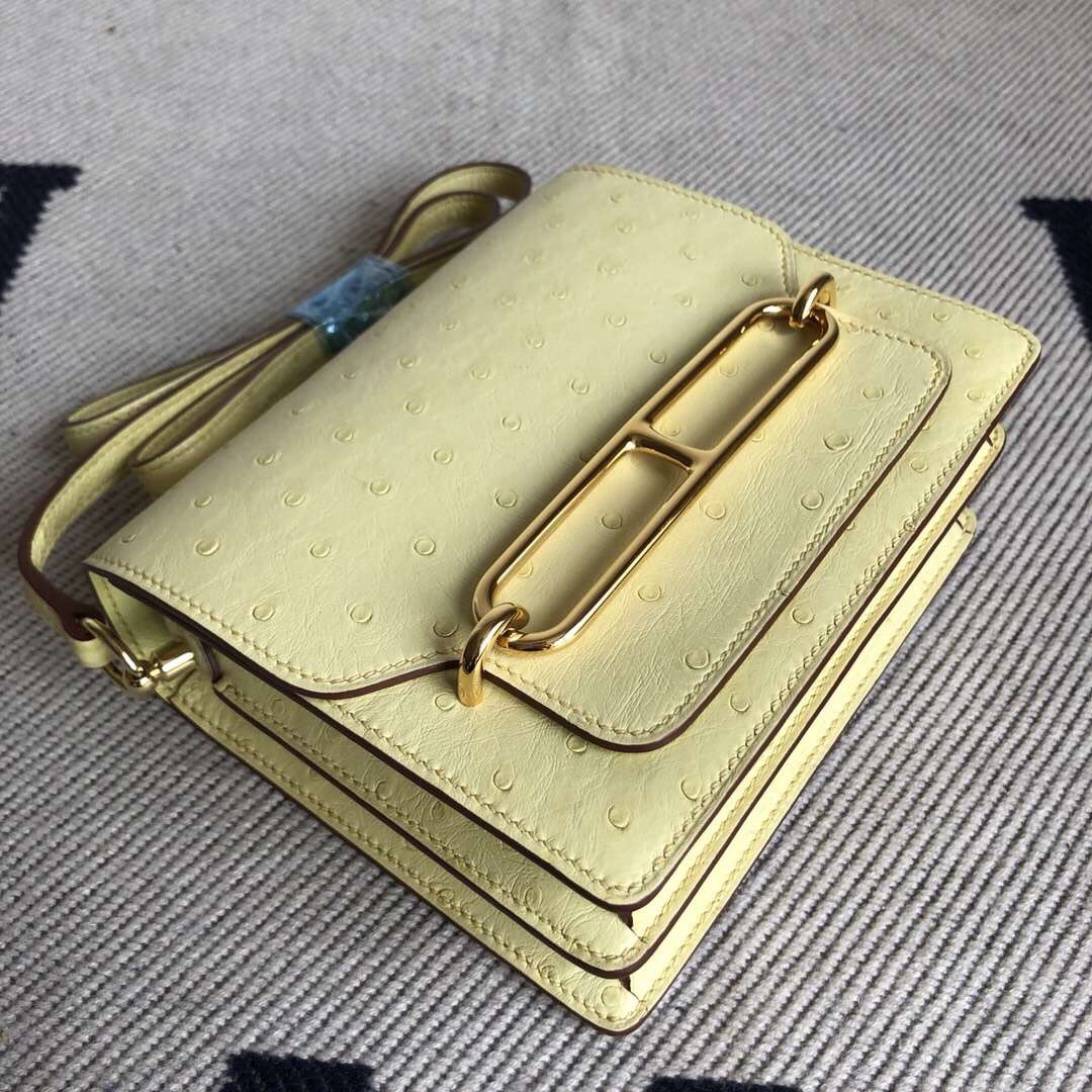 에르메스 룰리스18 옐로우 금장 타조가죽